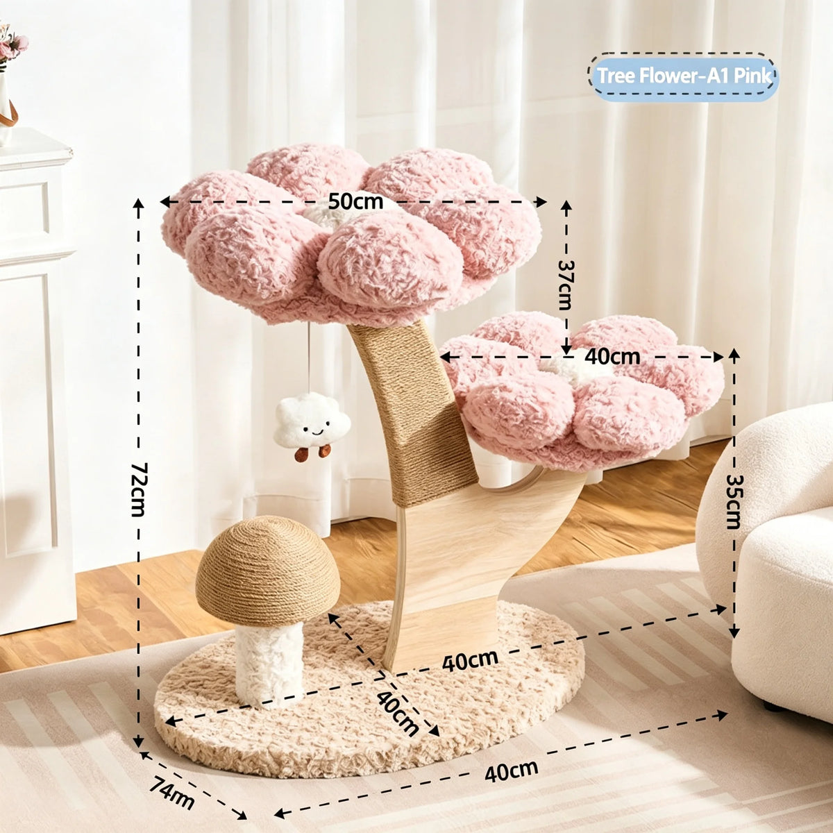 Plush Flower Cat Tree with Scratching Areas