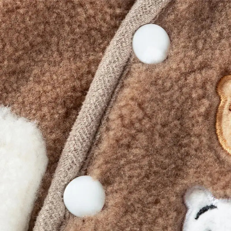 Teddy-Texture Pet Vest with Three Bear Details