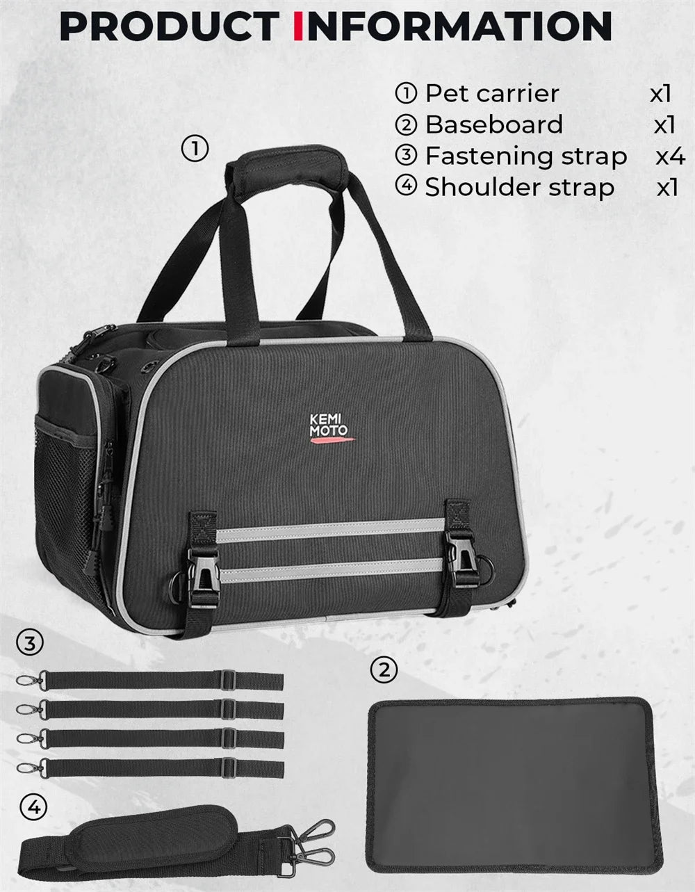 Black Pet Travel Carrier with Mesh Panels & Storage Pockets