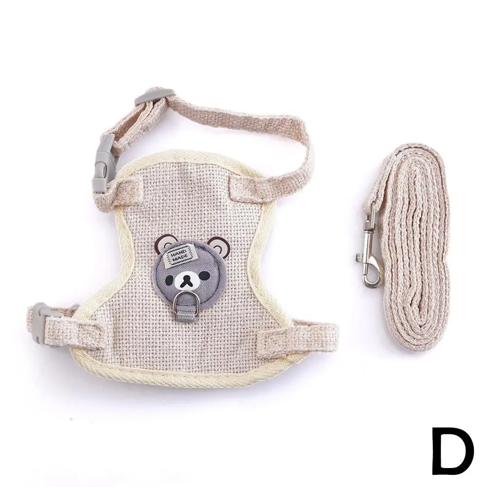 Bear-Detail Pet Vest Harness & 120 cm Leash Set