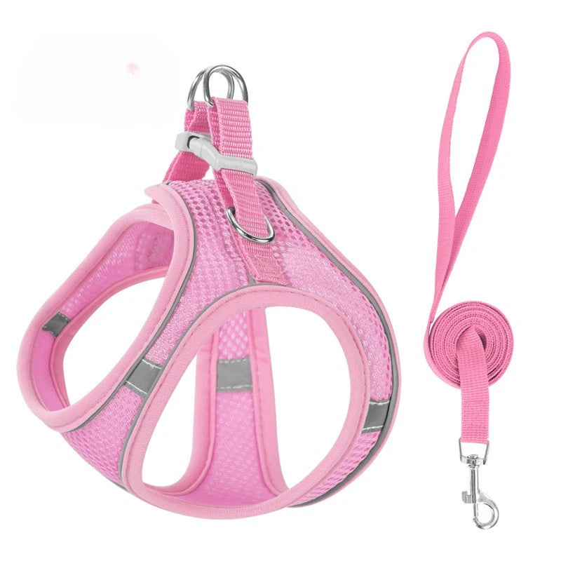 Reflective-Trim Pet Vest Harness & 1.5 m Leash Set
