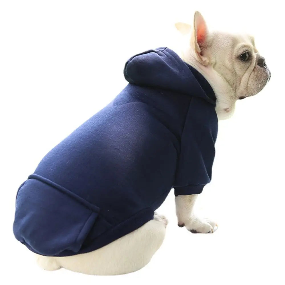 Solid-Color Pet Hoodie with Back Pocket