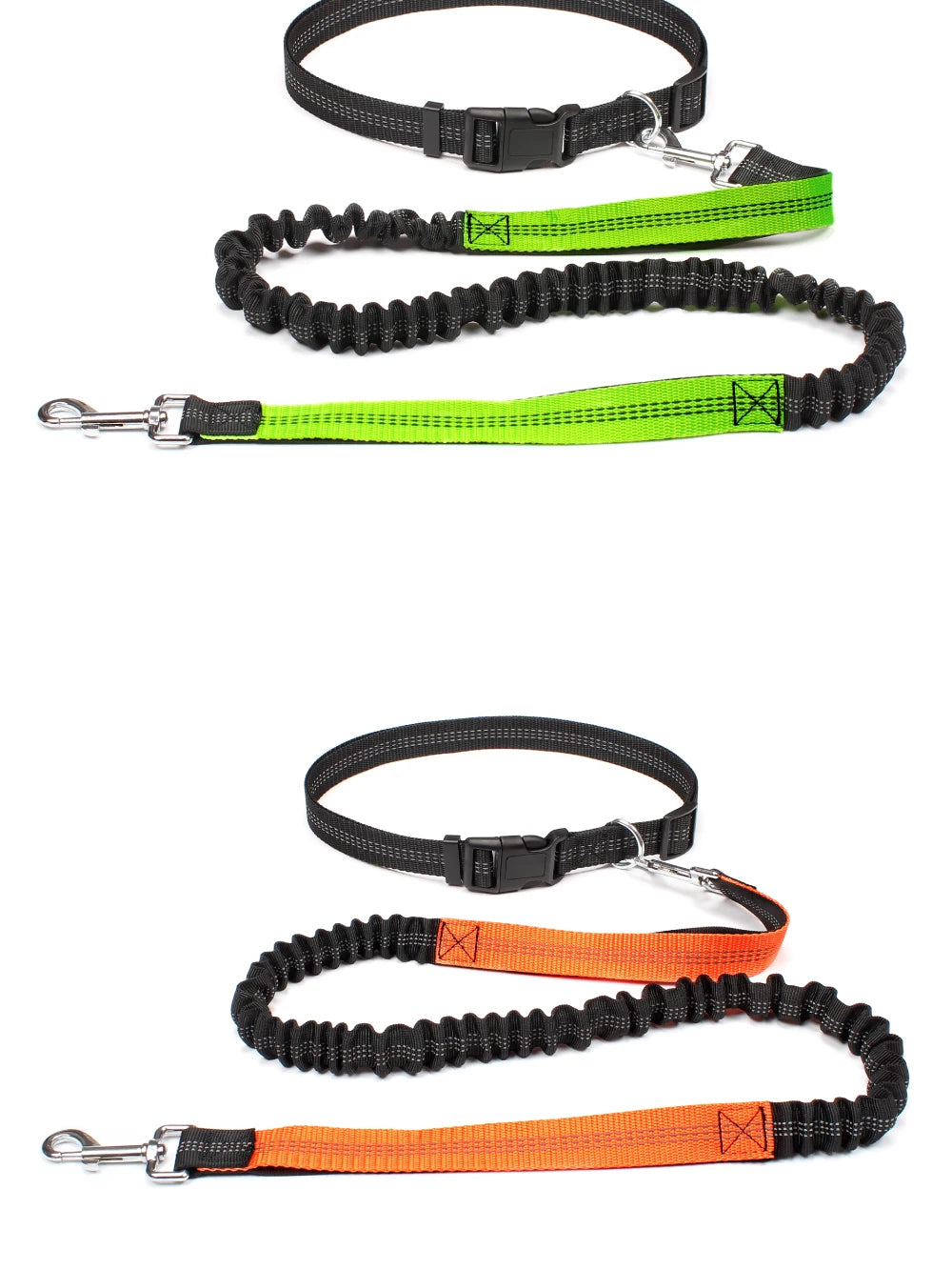 Waist-Belt Dog Leash Set with Bungee Sections