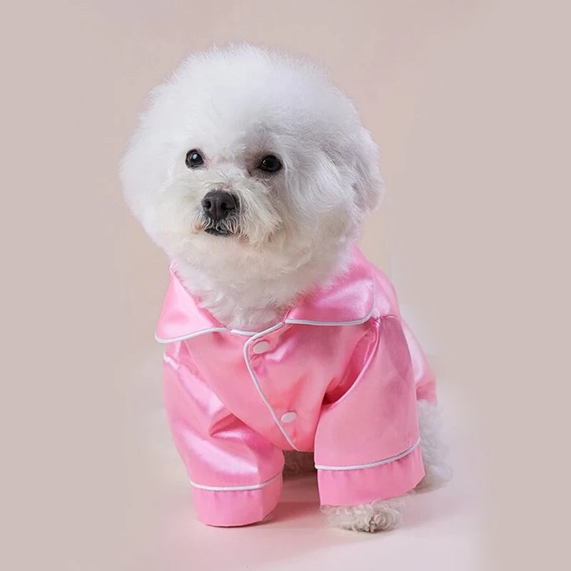 Satin-Look Pet Pajama Shirt with Contrast Piping