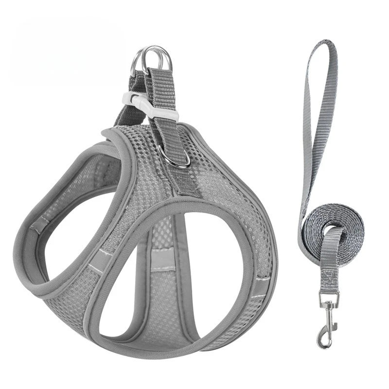 Reflective-Trim Pet Vest Harness & 1.5 m Leash Set