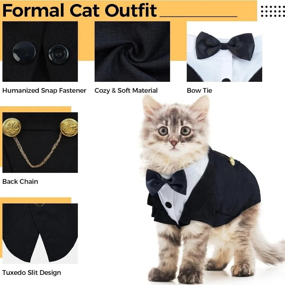 Bow-Tie Cat Tuxedo in Black or Grey