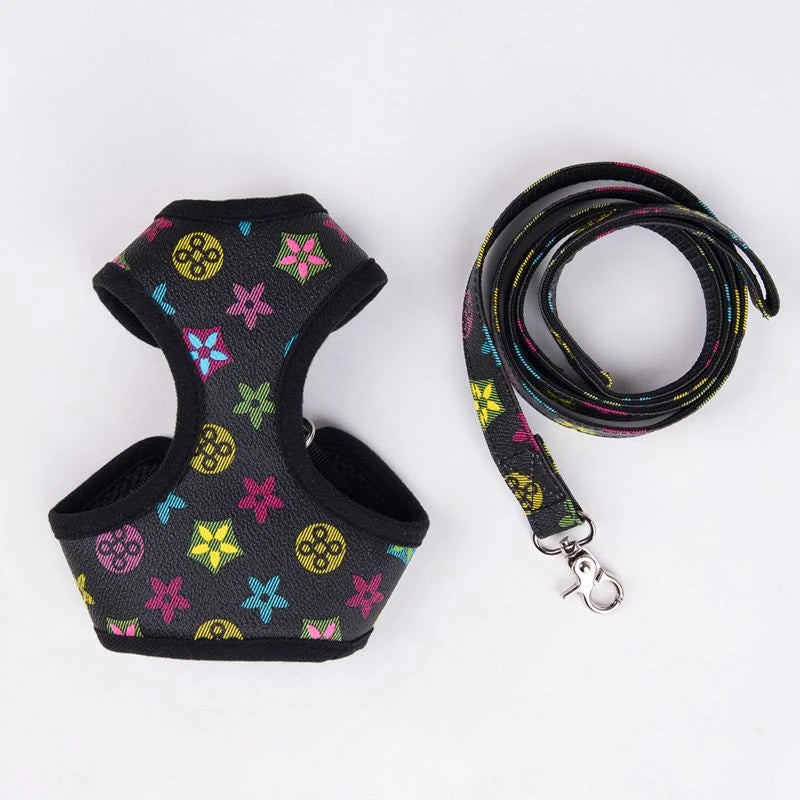 Classic-Pattern Mesh Pet Harness & Leash Set