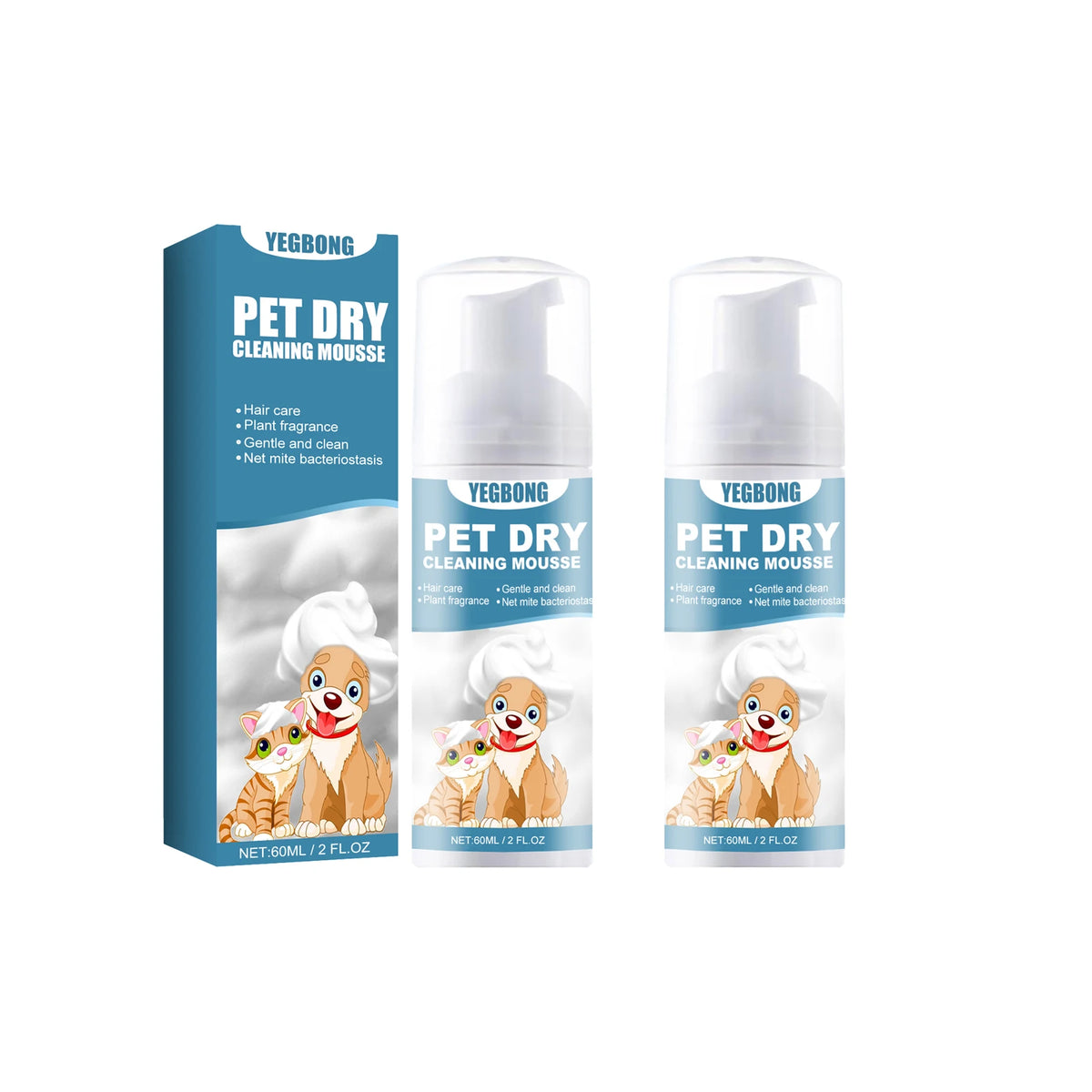 YEGBONG Pet Dry Cleaning Mousse, 60 ml, 1–4 Pack
