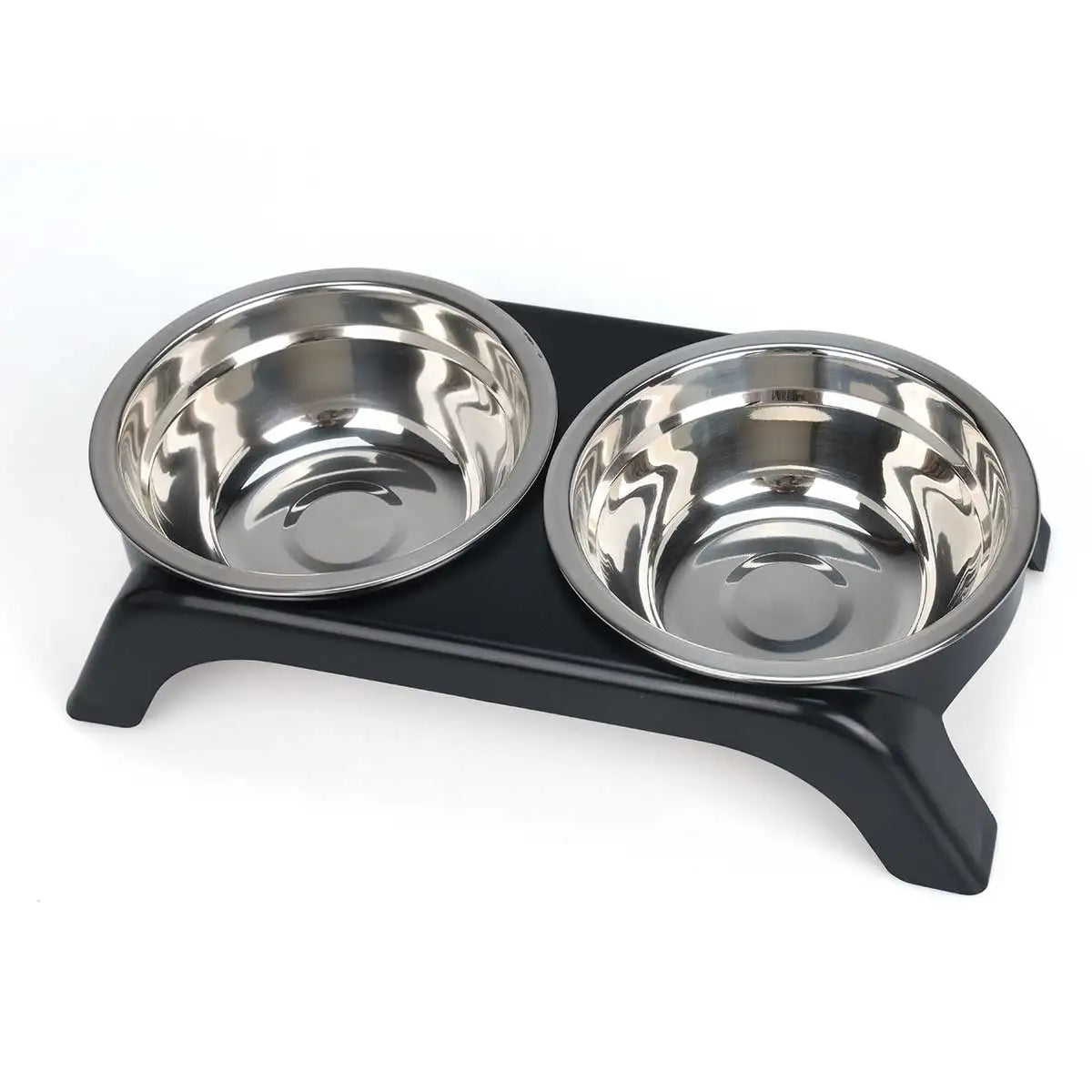 Elevated Double-Bowl Pet Feeder in Black or Gray
