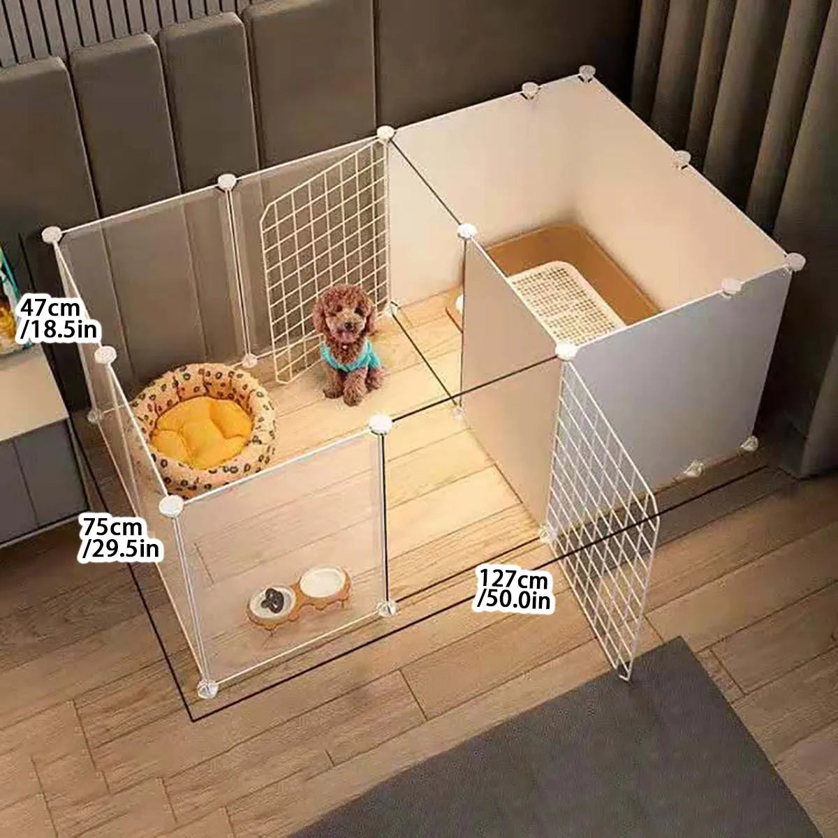 White Modular Indoor Dog Playpen, DIY Panel Enclosure