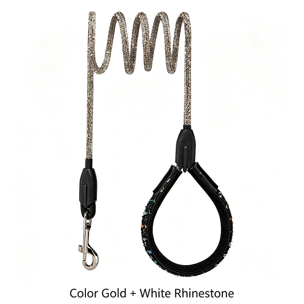 Rhinestone Pet Leash with Padded Loop Handle