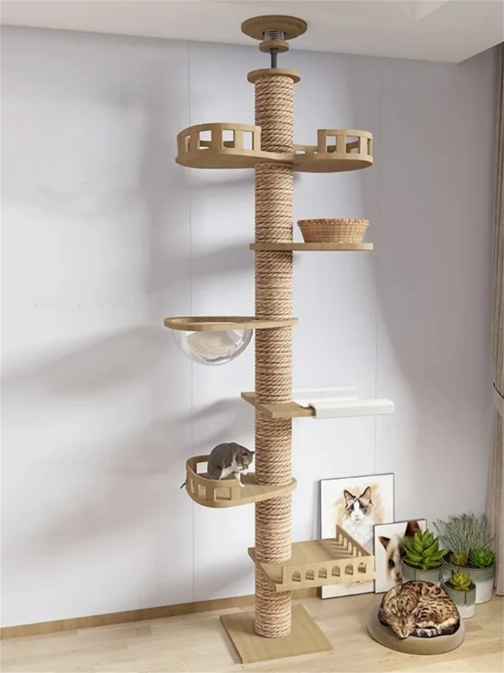Adjustable Floor-to-Ceiling Cat Tower, 250–270 cm