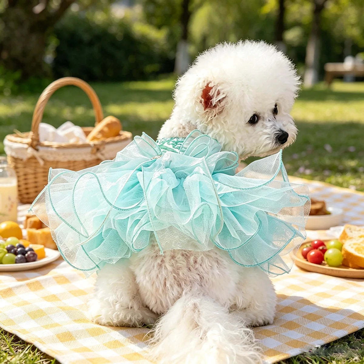 Mint Sequin & Tulle Pet Dress with Statement Bow
