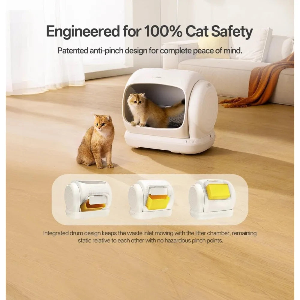 Open-Front Self-Cleaning Cat Litter Box with App Control