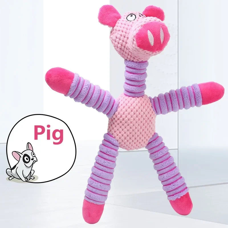 Long-Limbed Squeaky Plush Dog Toy, Three Animal Options
