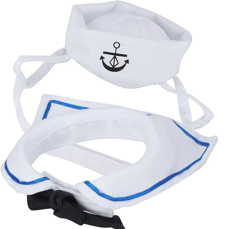 White Sailor Hat & Cloak Pet Costume