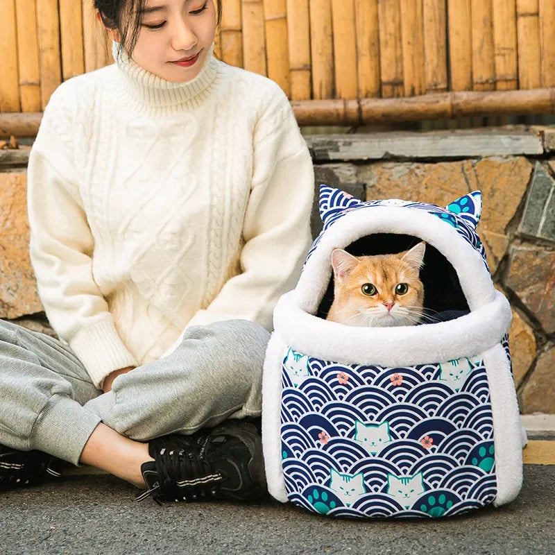 Plush Front Pet Carrier for Cats & Small Dogs