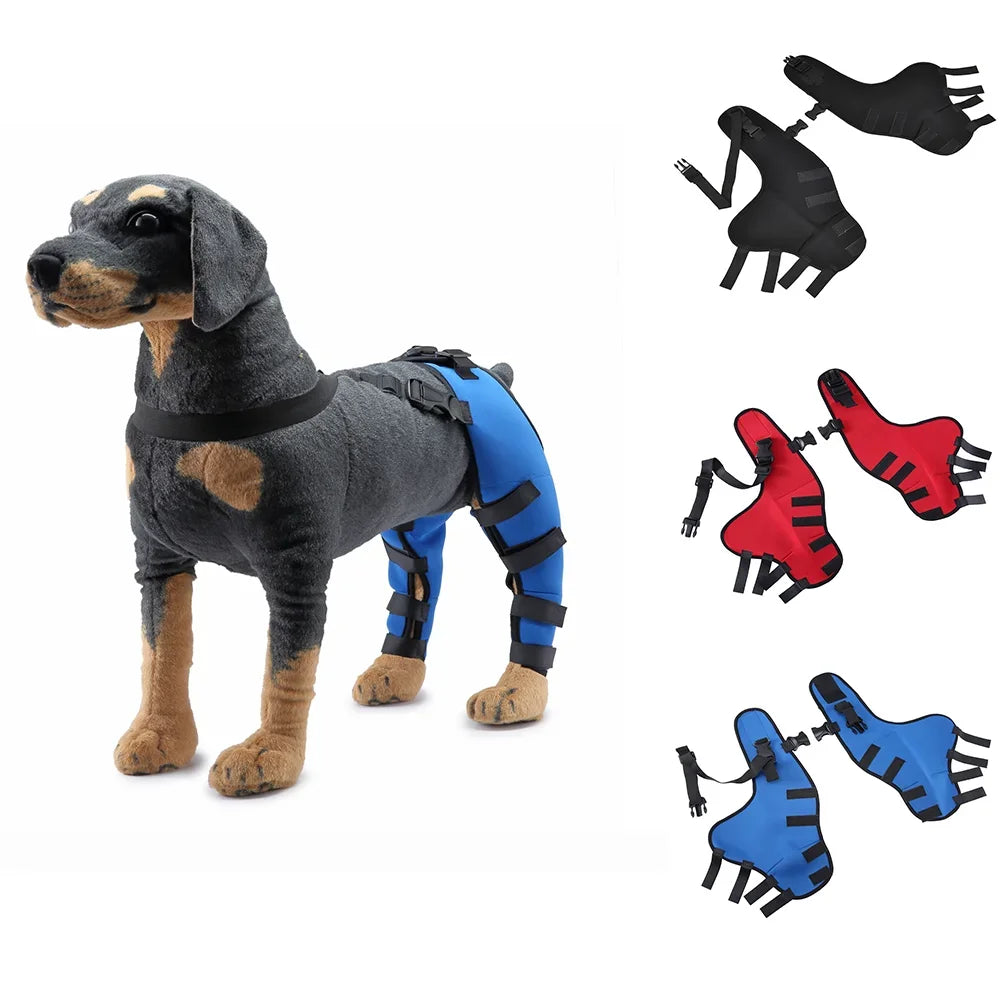 Adjustable Dog Hind-Leg Wraps with Connecting Strap, Pair