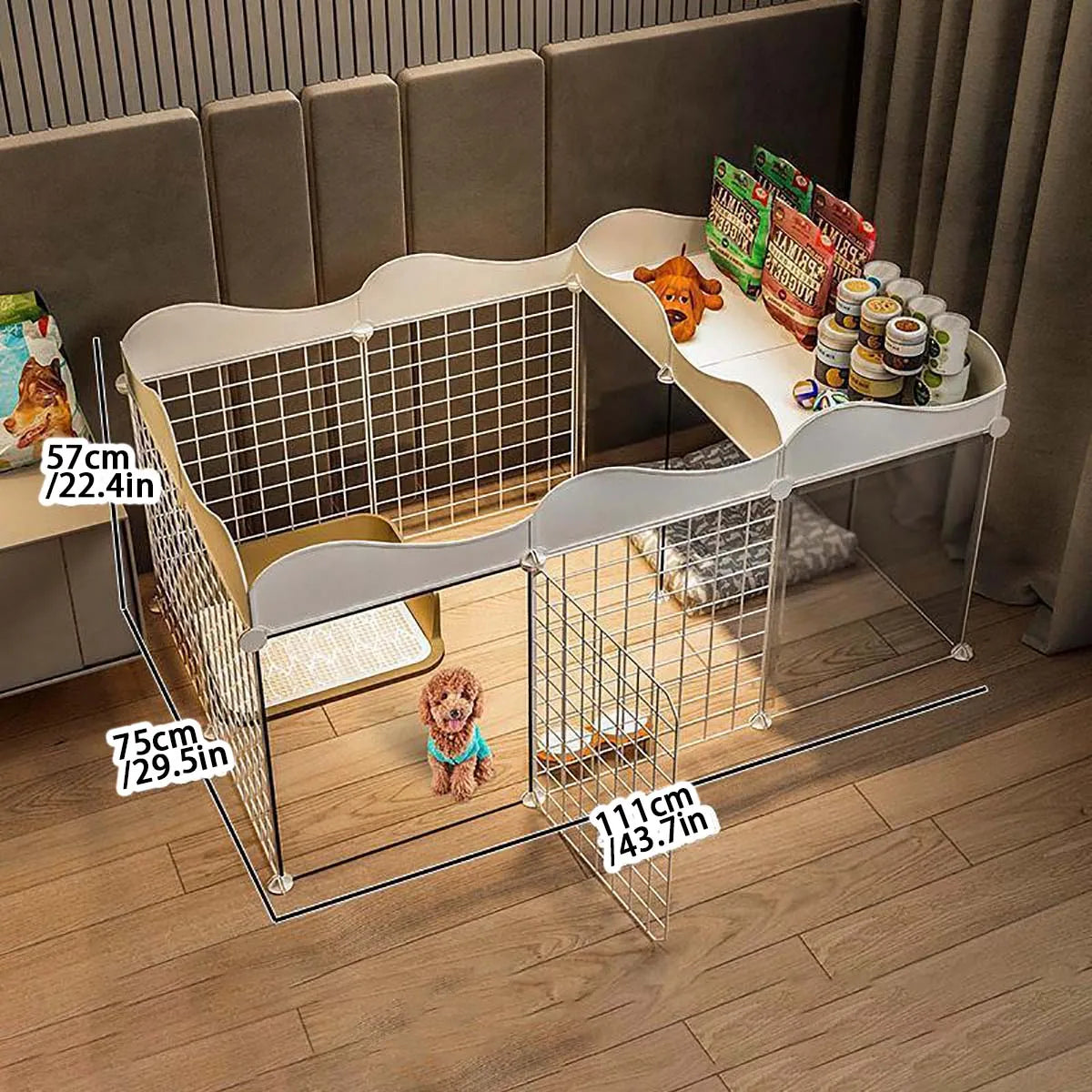 White Modular Indoor Dog Playpen, DIY Panel Enclosure