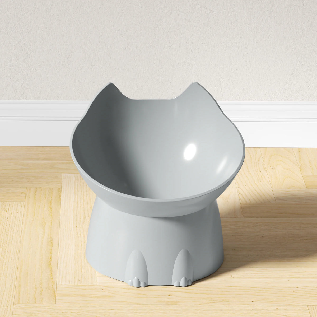Raised Cat Bowl with Tilted Edge in Five Colors