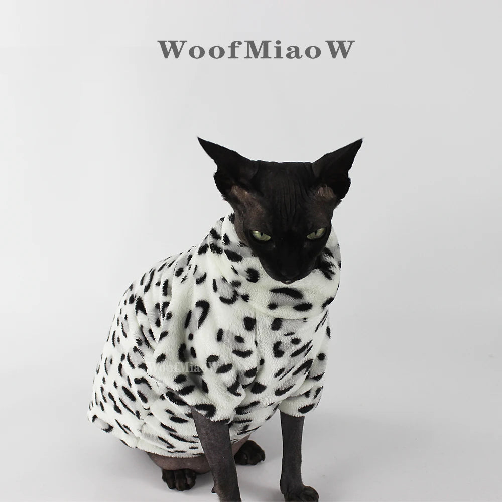 Plush Leopard-Print Cat Coat