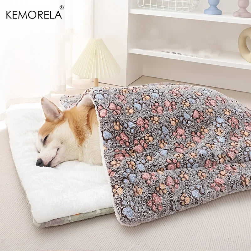 Paw-Print Plush Sleeping Mat for Dogs & Cats