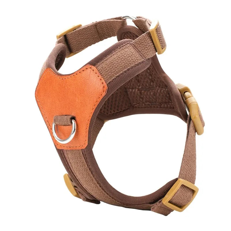 Contrast-Panel Adjustable Mesh Pet Harness