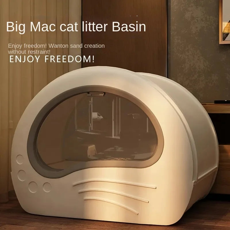 Covered Cat Litter Box with Rounded Front Doorway
