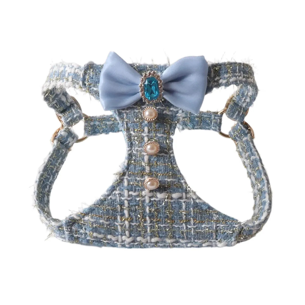 Tweed-Look Bow Pet Harness & Leash Set