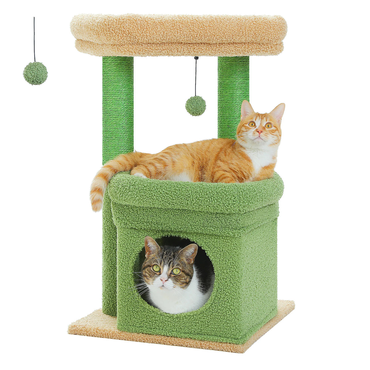 Compact Plush Cat Tower with Condo & Top Perch