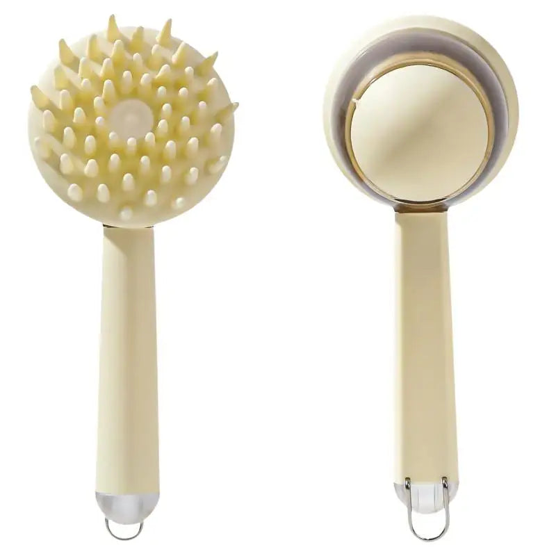 Pet Bath Brush with Refillable Shampoo Dispenser & Long Handle