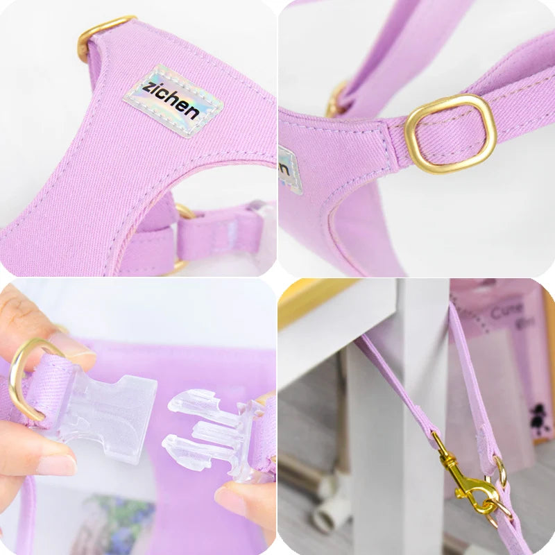 Suede-Look Pet Harness & Coordinating Leash Set