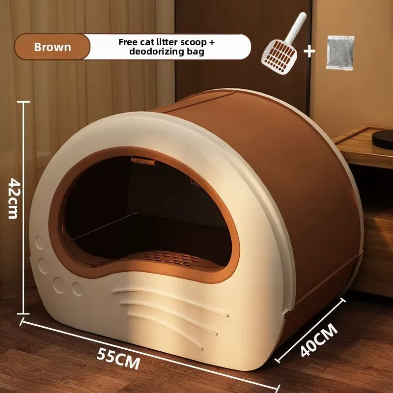 Covered Cat Litter Box with Rounded Front Doorway