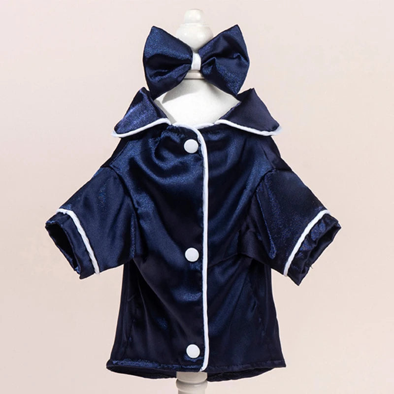 Satin-Look Pet Pajama Shirt with Contrast Piping