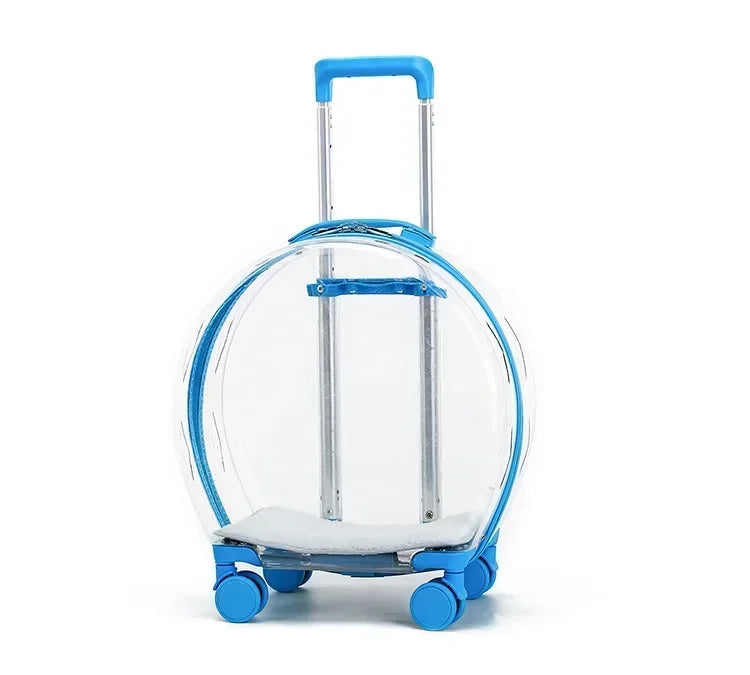 Clear Bubble Rolling Pet Carrier with Telescoping Handle