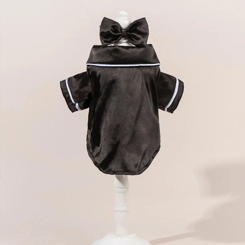 Satin-Look Pet Pajama Shirt with Contrast Piping
