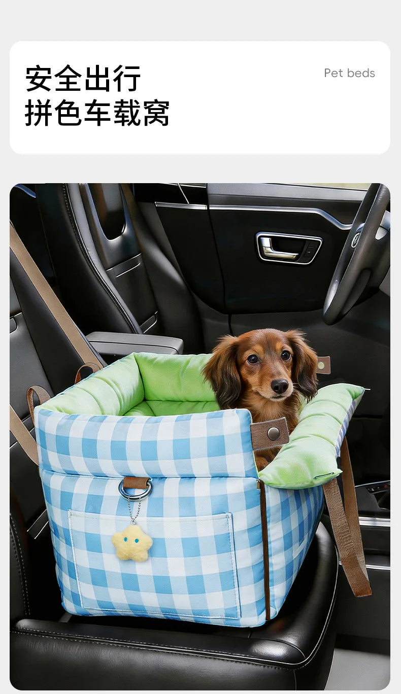 Pastel Pet Travel Bed with Carry Handles & Padded Sides