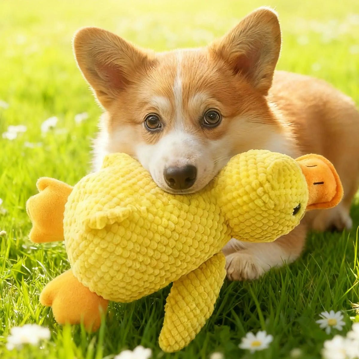 Yellow Plush Duck Dog Toy with Sound