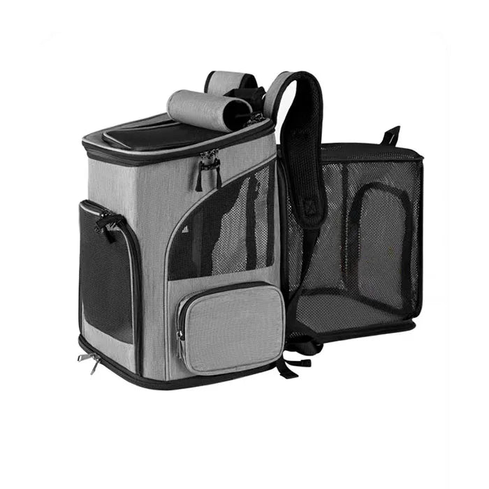 Expandable Foldable Pet Carrier Backpack in Grey