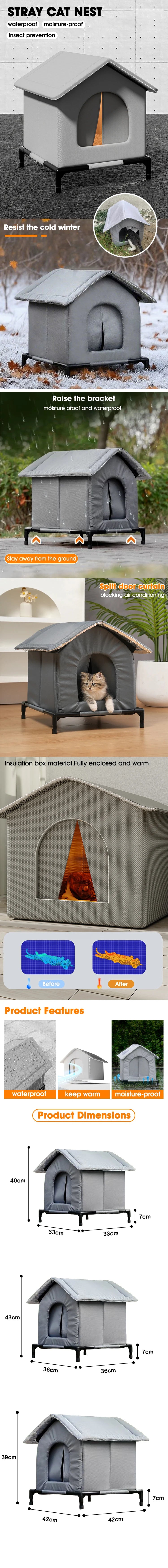 Foldable Cat Shelter with Optional Raised Stand