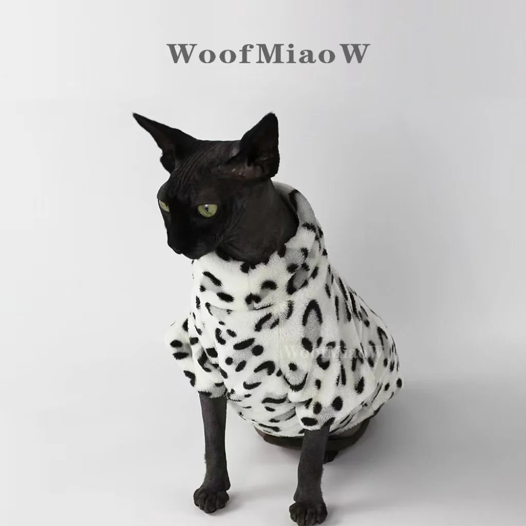 Plush Leopard-Print Cat Coat
