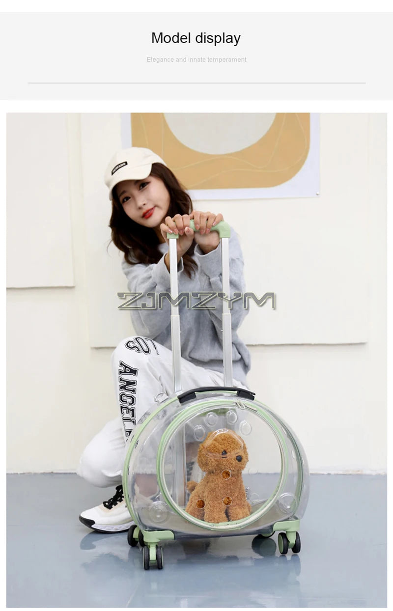 Bubble Pet Carrier Backpack with Wheels & Round Front Opening