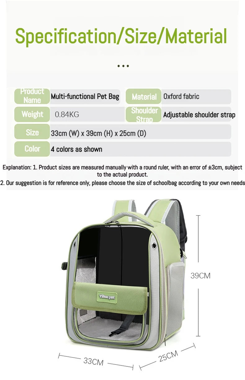 Foldable Oxford Pet Carrier Backpack
