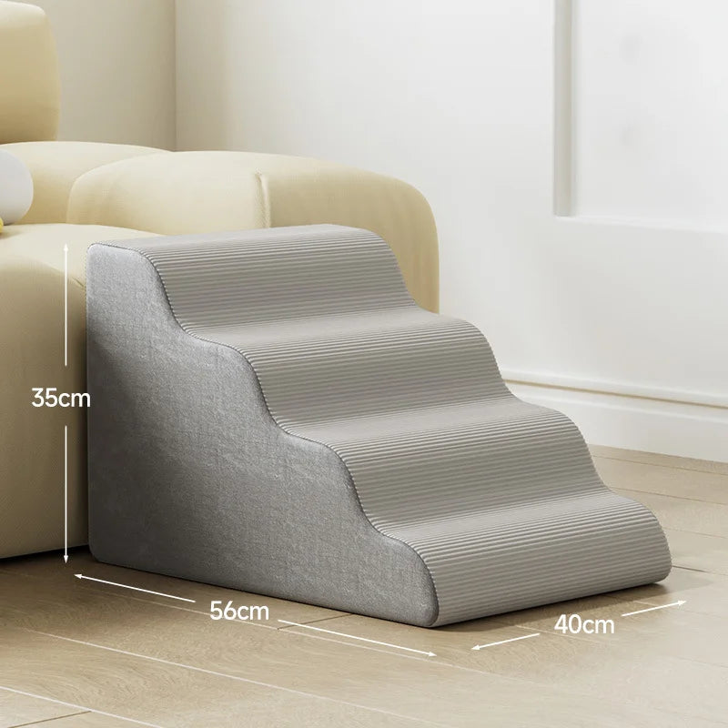 Gray Foam Pet Stairs in 3, 4 or 5 Steps