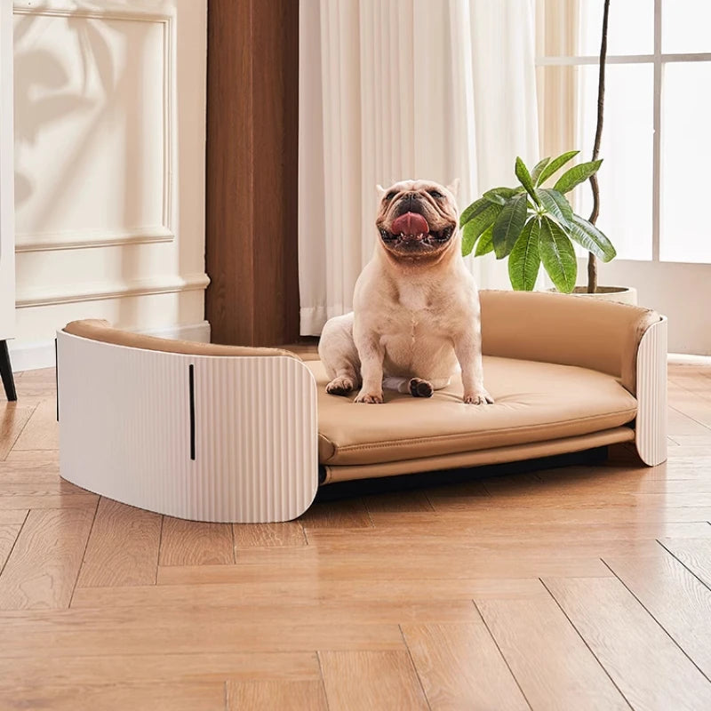 Modern Curved Pet Sofa Bed with Fluted Sides