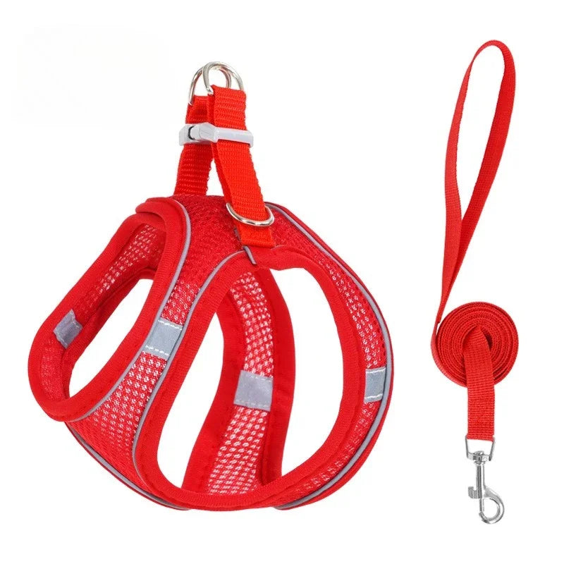 Reflective-Trim Pet Vest Harness & 1.5 m Leash Set