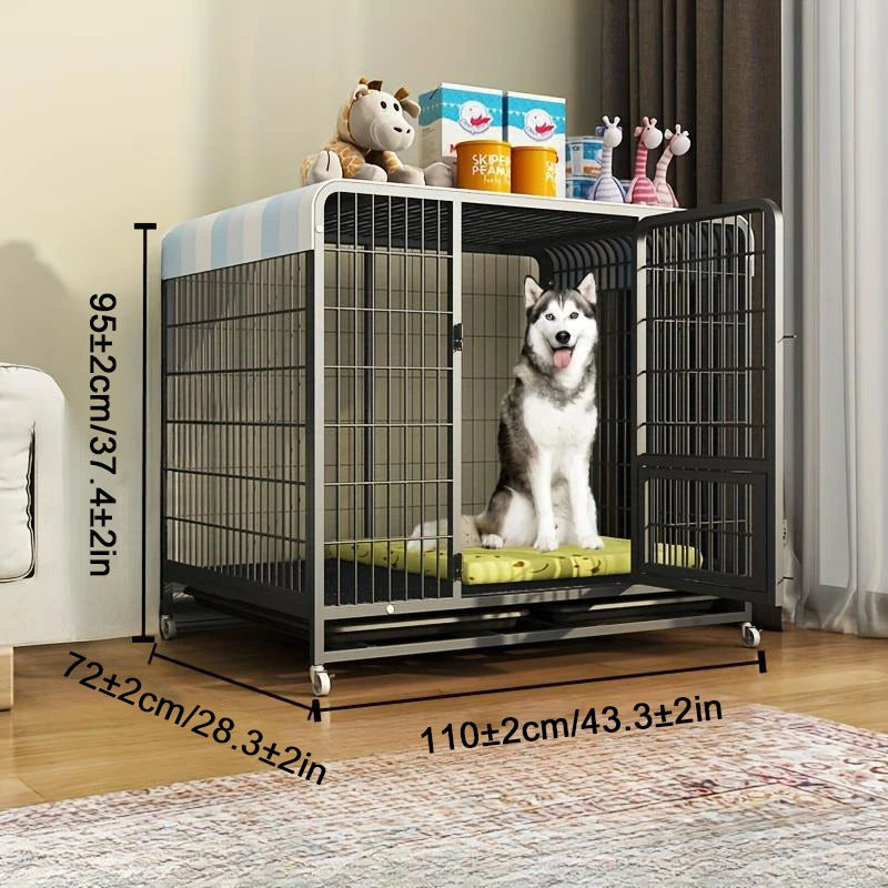 BOOTEELY Metal Dog Crate with Wheels & Opening Top, Black or White