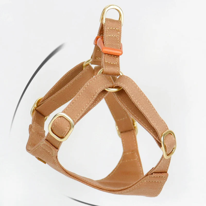 Caramel Adjustable Pet Harness & Leash Set