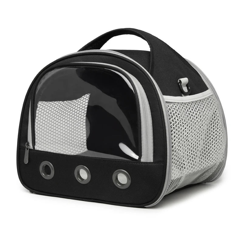 Compact Small-Pet Carrier with Clear Window & Mesh Sides