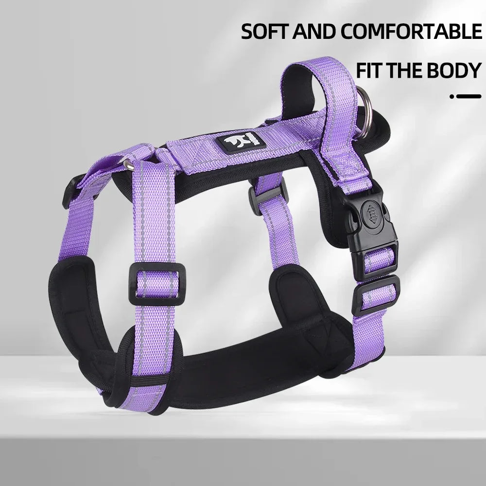 Adjustable Padded Dog Harness with Reflective Stitching